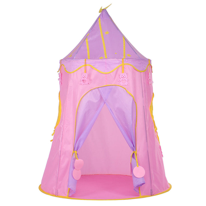 Tent Princess Castle Teepee Tent Folding Portable Children Game Room with LED Star Lights Boys Girls Gift Image 3