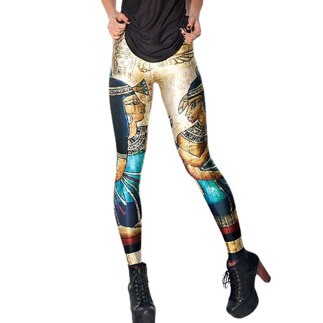 Womens Mid Waist Leggings Yoga Print Stretchy Ankle-Length Comfort Pants Image 1