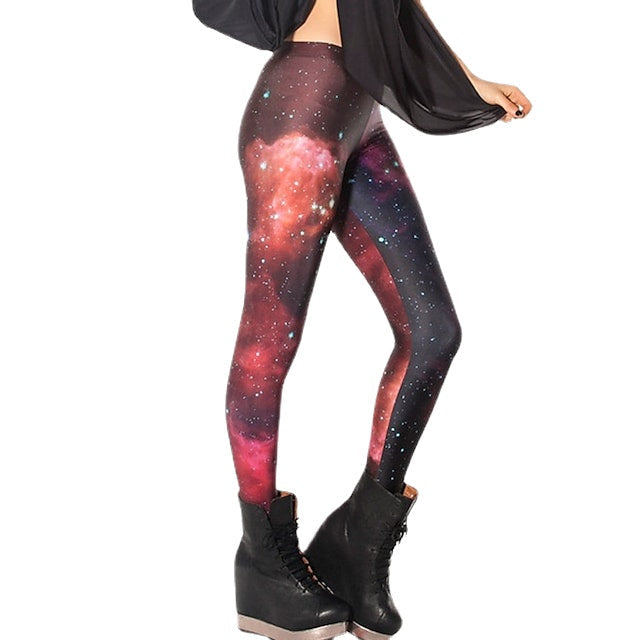 Womens Mid Waist Leggings Yoga Print Stretchy Ankle-Length Comfort Pants Image 4