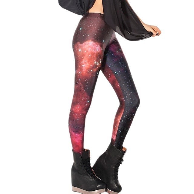 Womens Mid Waist Leggings Yoga Print Stretchy Ankle-Length Comfort Pants Image 1