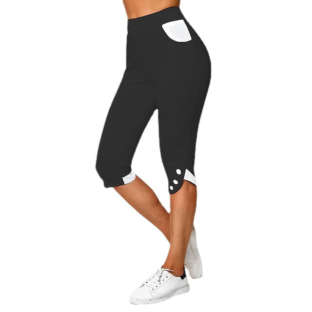 Women's Mid Waist Sporty Athleisure Yoga Capri Shorts Image 1
