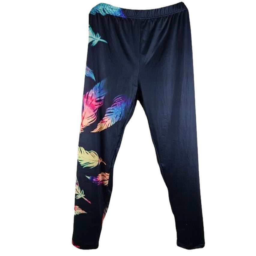 Womens Sporty Athleisure Weekend Yoga Print Stretchy Ankle-Length High Waist Pants Image 2