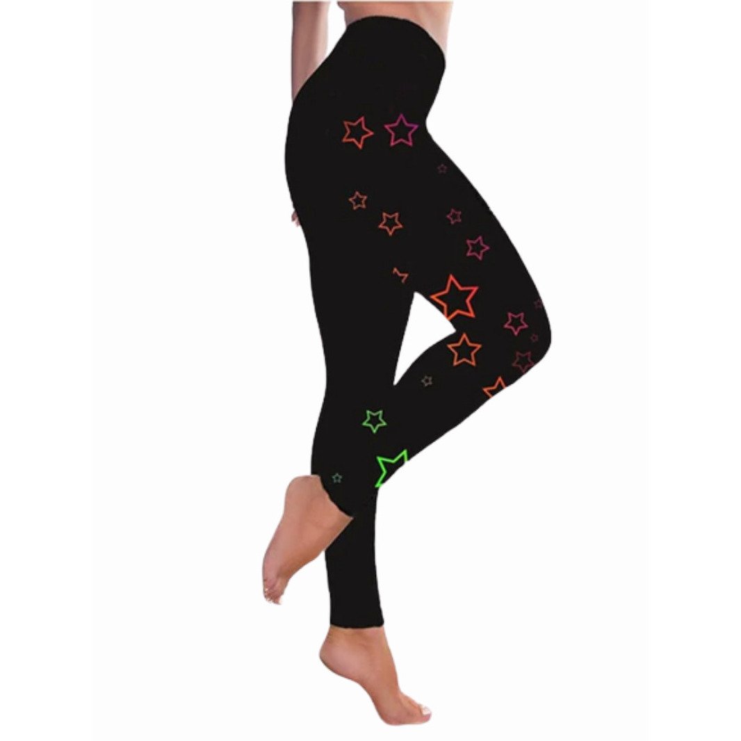 Womens Sporty Athleisure Weekend Yoga Print Stretchy Ankle-Length High Waist Pants Image 4