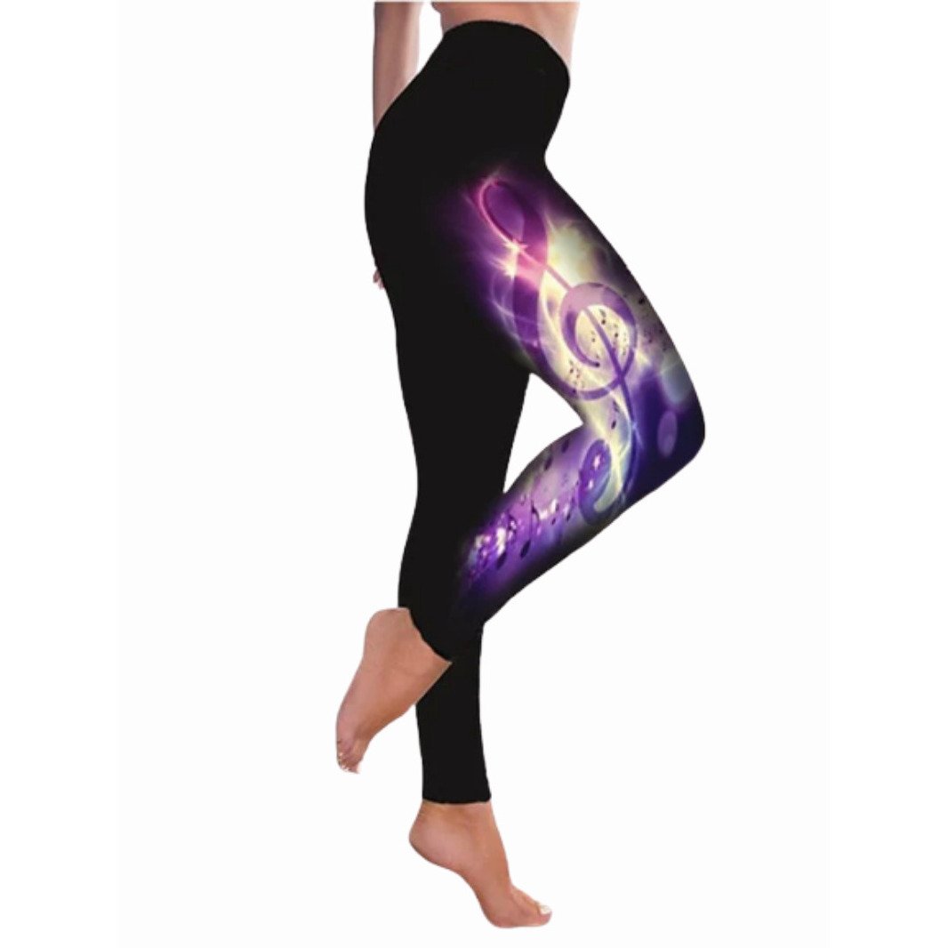Womens Sporty Athleisure Weekend Yoga Print Stretchy Ankle-Length High Waist Pants Image 6