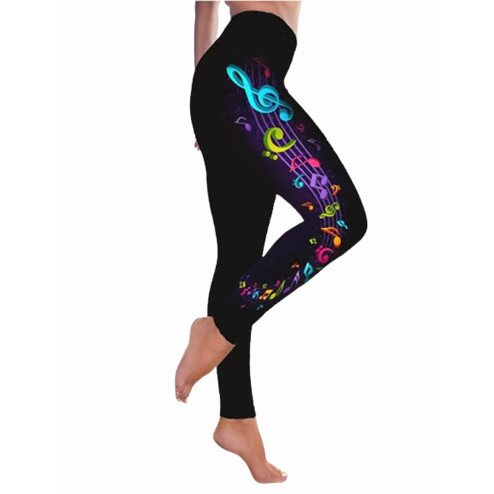 Women's Sporty Athleisure Weekend Yoga Print Stretchy Ankle-Length High Waist Pants Image 1