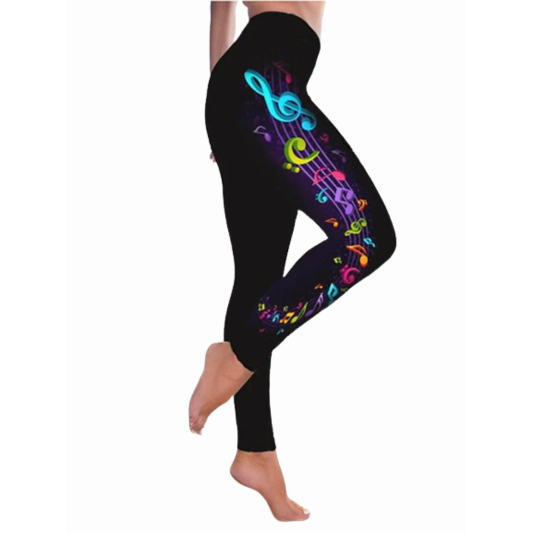 Womens Sporty Athleisure Weekend Yoga Print Stretchy Ankle-Length High Waist Pants Image 7