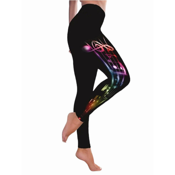 Womens Sporty Athleisure Weekend Yoga Print Stretchy Ankle-Length High Waist Pants Image 8