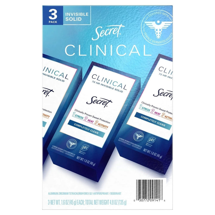 Secret Clinical Invisible Solid Deodorant Completely Clean 1.6 Ounce (3 Count) Image 1