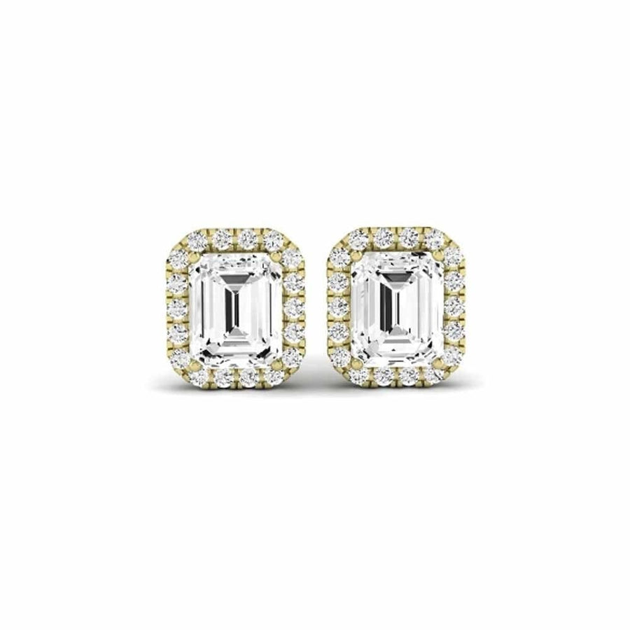 Paris Jewelry 10k Yellow Gold Plated 2Ct Emerald Cut White Sapphire Stud Earrings Image 1