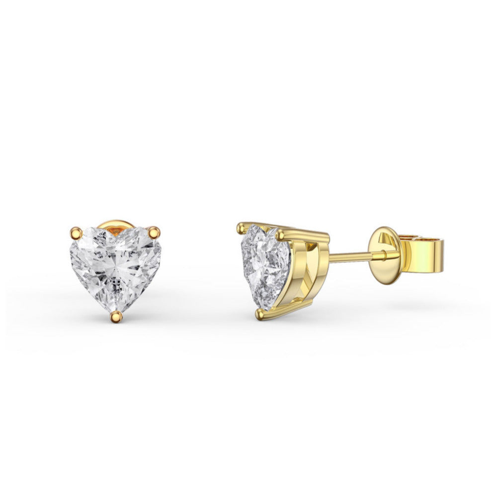 Paris Jewelry 10k Yellow Gold 4 Ct Heart White Sapphire Stud Earrings Gift Boxed Image 1