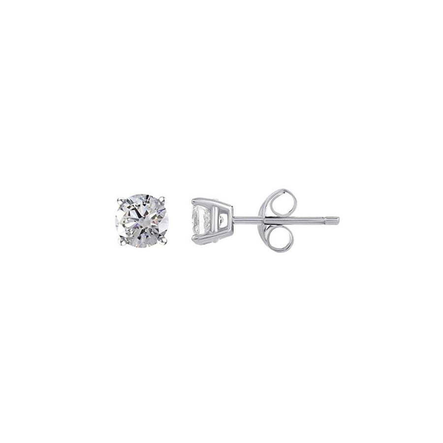 Paris Jewelry 14K White Gold 1.00 CT Round Cubic Zirconia Stud Earrings Plated Image 1