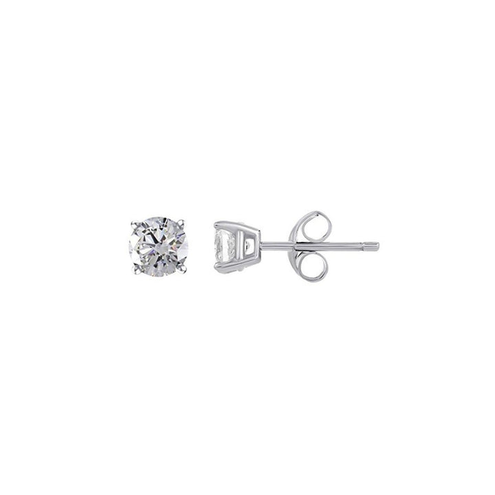 Paris Jewelry 14K White Gold 1.00 CT Round Cubic Zirconia Stud Earrings Plated Image 2