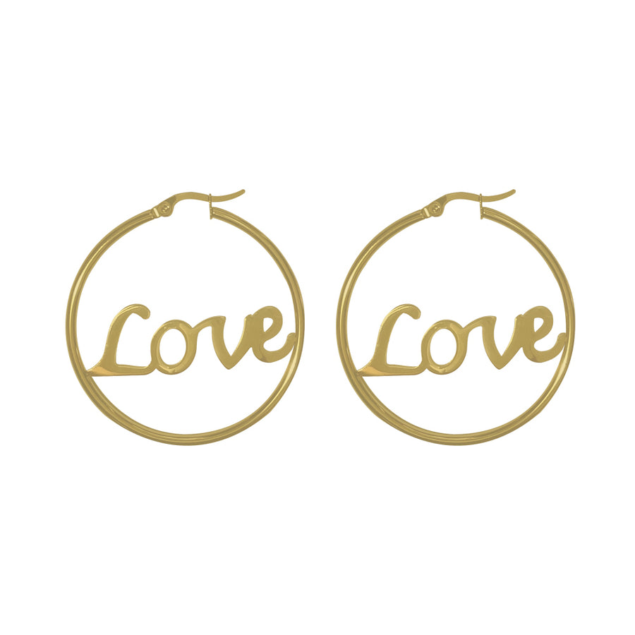 Paris Jewelry 18K Yellow Gold Plated 2 Ct Hoop Earrings with Love Inside Image 1