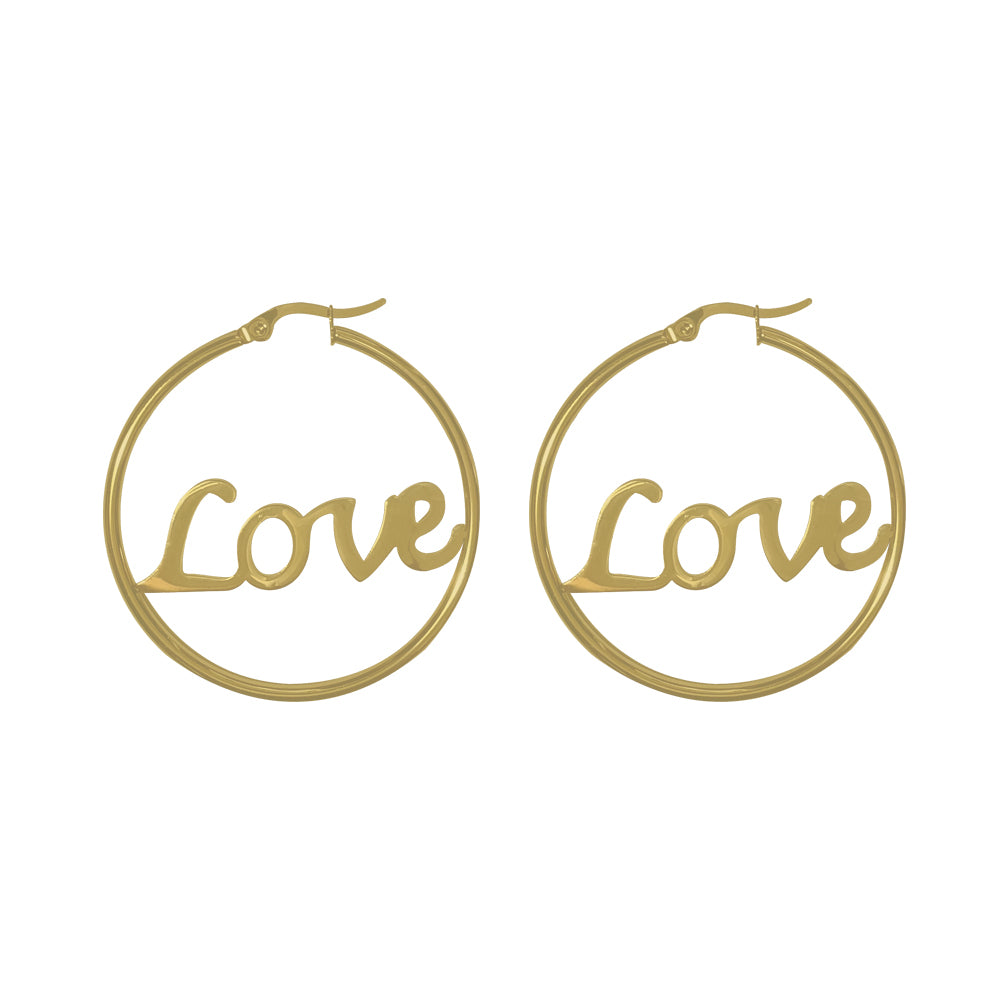 Paris Jewelry 18K Yellow Gold Plated 2 Ct Hoop Earrings with Love Inside Image 2