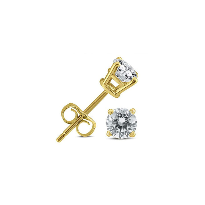 Paris Jewelry 10K Yellow Gold 1-2 Carat 4 Prong Solitaire Round Diamond Stud Earrings Image 1