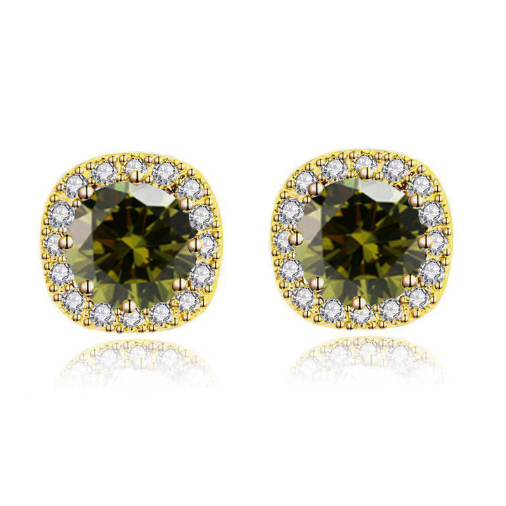 Paris Jewelry 10k Yellow Gold 1-2Ct Round Created Peridot Halo Stud Earrings Plated Image 1