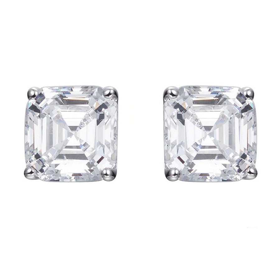 Paris Jewelry 14k White Gold 4Ct Asscher Cut White Sapphire Pack of One Stud Earrings Plated Image 1