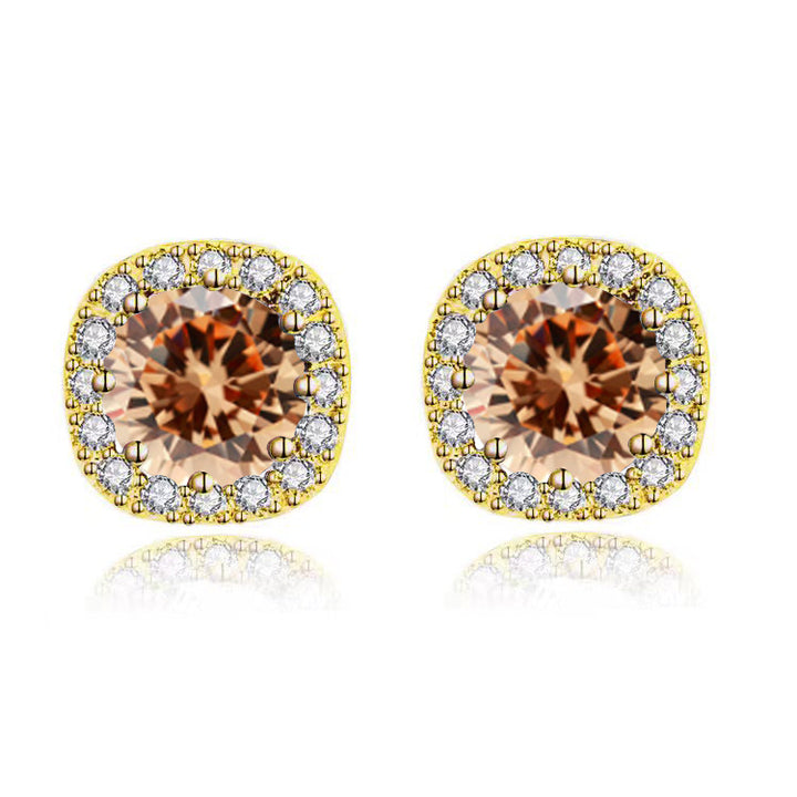 Paris Jewelry 10k Yellow Gold 1-2Ct Round Created Tourmaline Halo Stud Earrings Plated Image 1