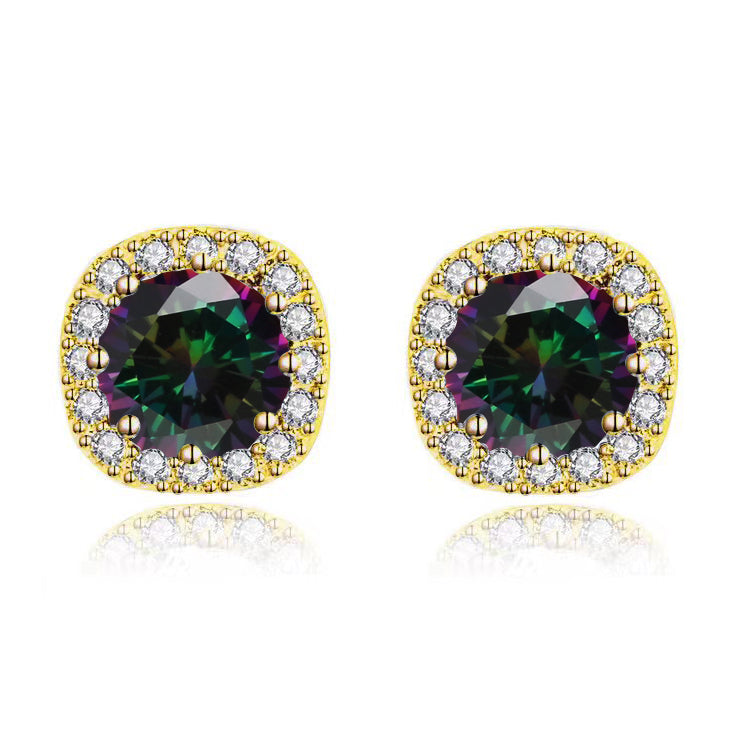 Paris Jewelry 14k Yellow Gold 1-2Ct Round Created Alexandrite Halo Stud Earrings Plated Image 3