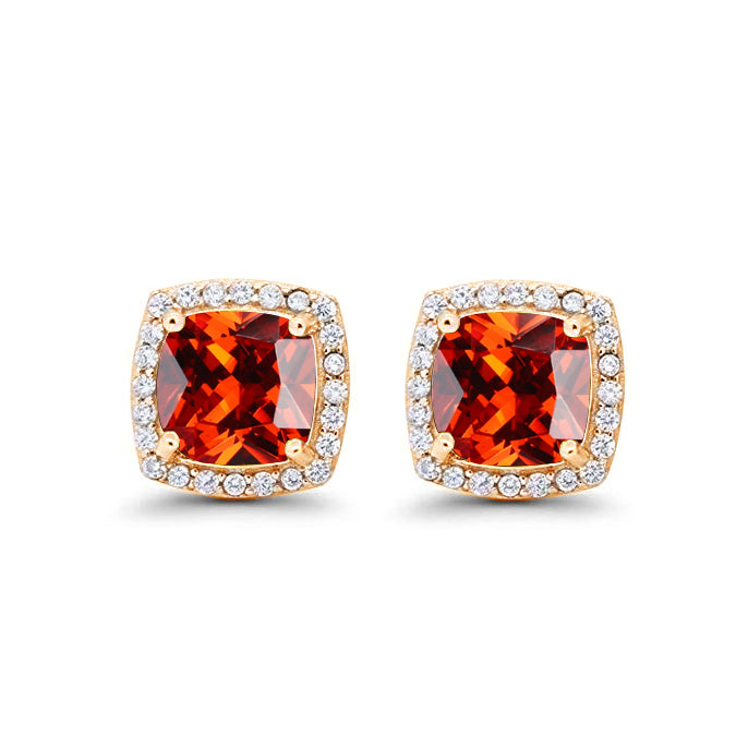 Paris Jewelry 24k Yellow Gold 4Ct Created Halo Princess Cut Ruby Stud Earrings Plated Image 3