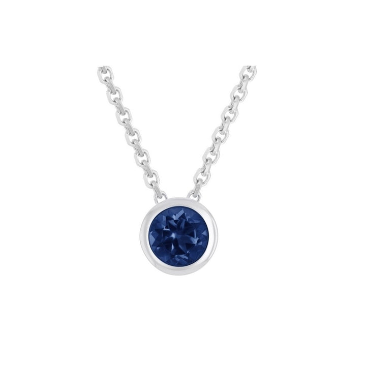 Paris Jewelry 24k White Gold 1Ct Blue Sapphire Bezel Set Round Pendant For Womens Plated Image 2