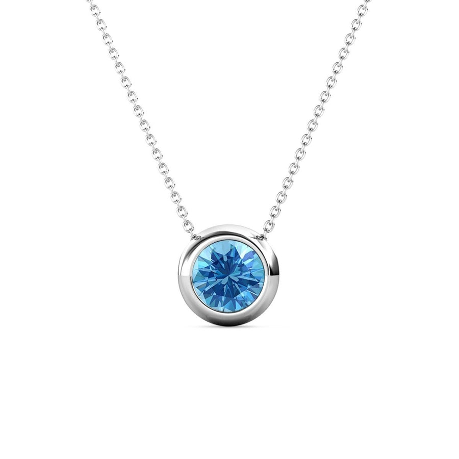 Paris Jewelry 24k White Gold 1-2Ct Blue Topaz Bezel Set Round Pendant For Womens Plated Image 1