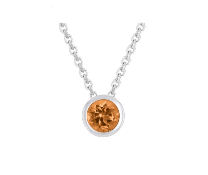 Paris Jewelry 24k White Gold 1Ct Citrine Bezel Set Round Pendant For Womens Plated Image 3