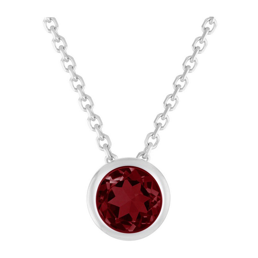 Paris Jewelry 24k White Gold 2Ct Garnet Bezel Set Round Pendant For Womens Plated Image 1