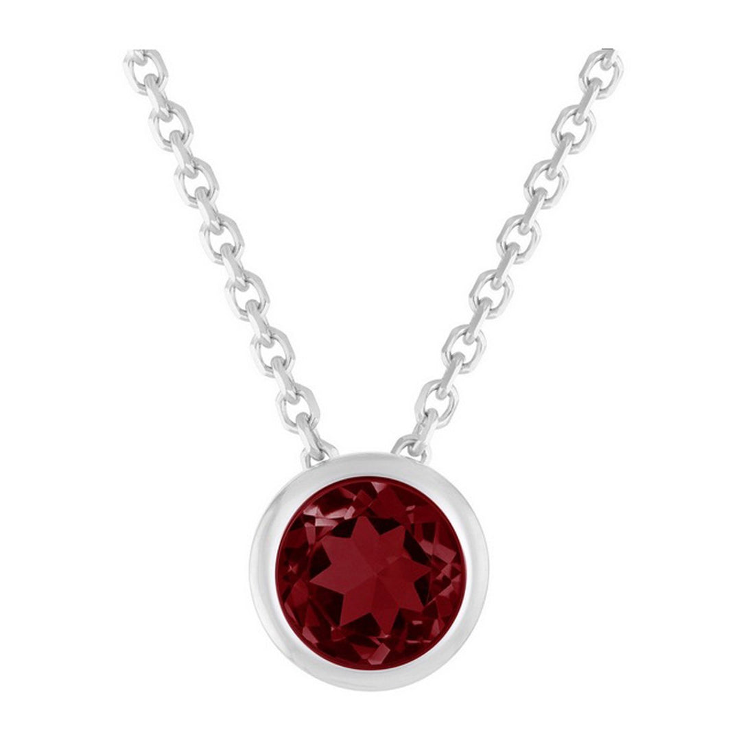 Paris Jewelry 24k White Gold 1Ct Garnet Bezel Set Round Pendant For Womens Plated Image 1