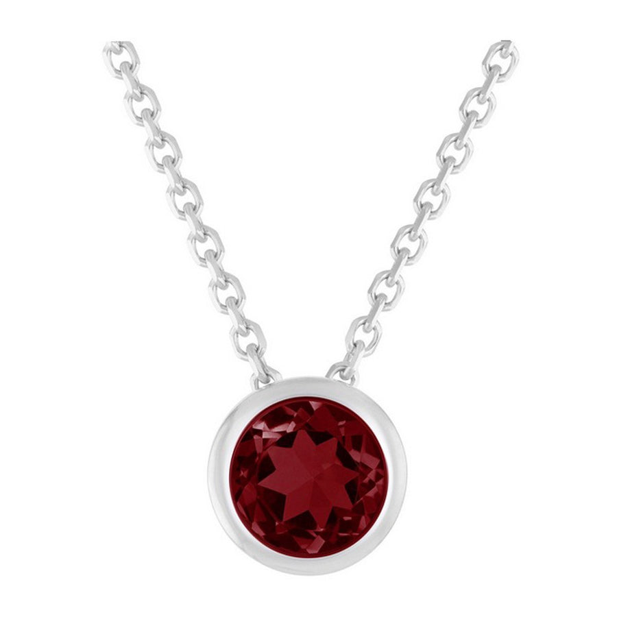 Paris Jewelry 24k White Gold 1Ct Garnet Bezel Set Round Pendant For Womens Plated Image 1