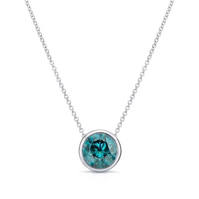 Paris Jewelry 24k White Gold 1Ct London Blue Topaz Bezel Set Round Pendant For Womens Plated Image 2