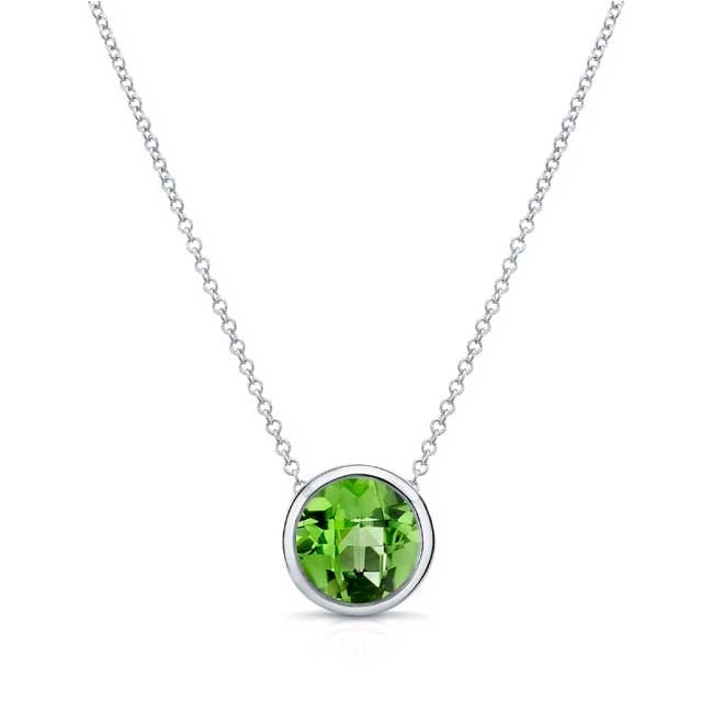 Paris Jewelry 24k White Gold 2Ct Peridot Bezel Set Round Pendant For Womens Plated Image 2