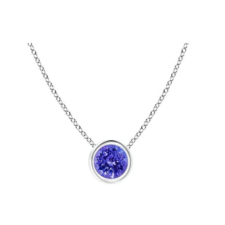 Paris Jewelry 24k White Gold 4Ct Tanzanite Bezel Set Round Pendant For Womens Plated Image 1