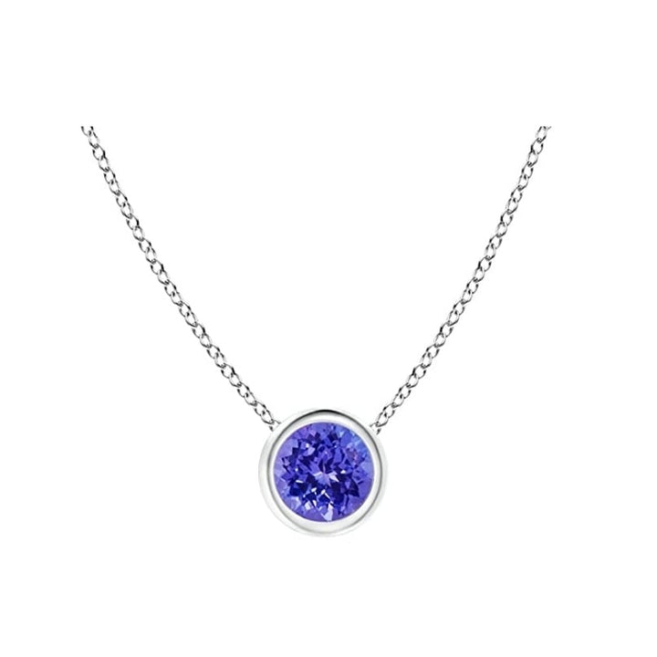 Paris Jewelry 24k White Gold 1-2Ct Tanzanite Bezel Set Round Pendant For Womens Plated Image 2