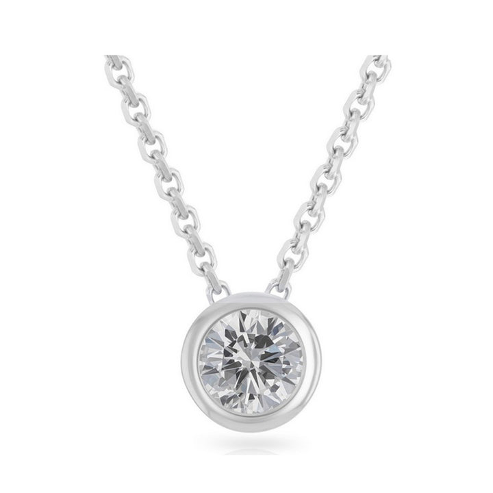 Paris Jewelry 24k White Gold 4Ct White Sapphire Bezel Set Round Pendant For Womens Plated Image 2