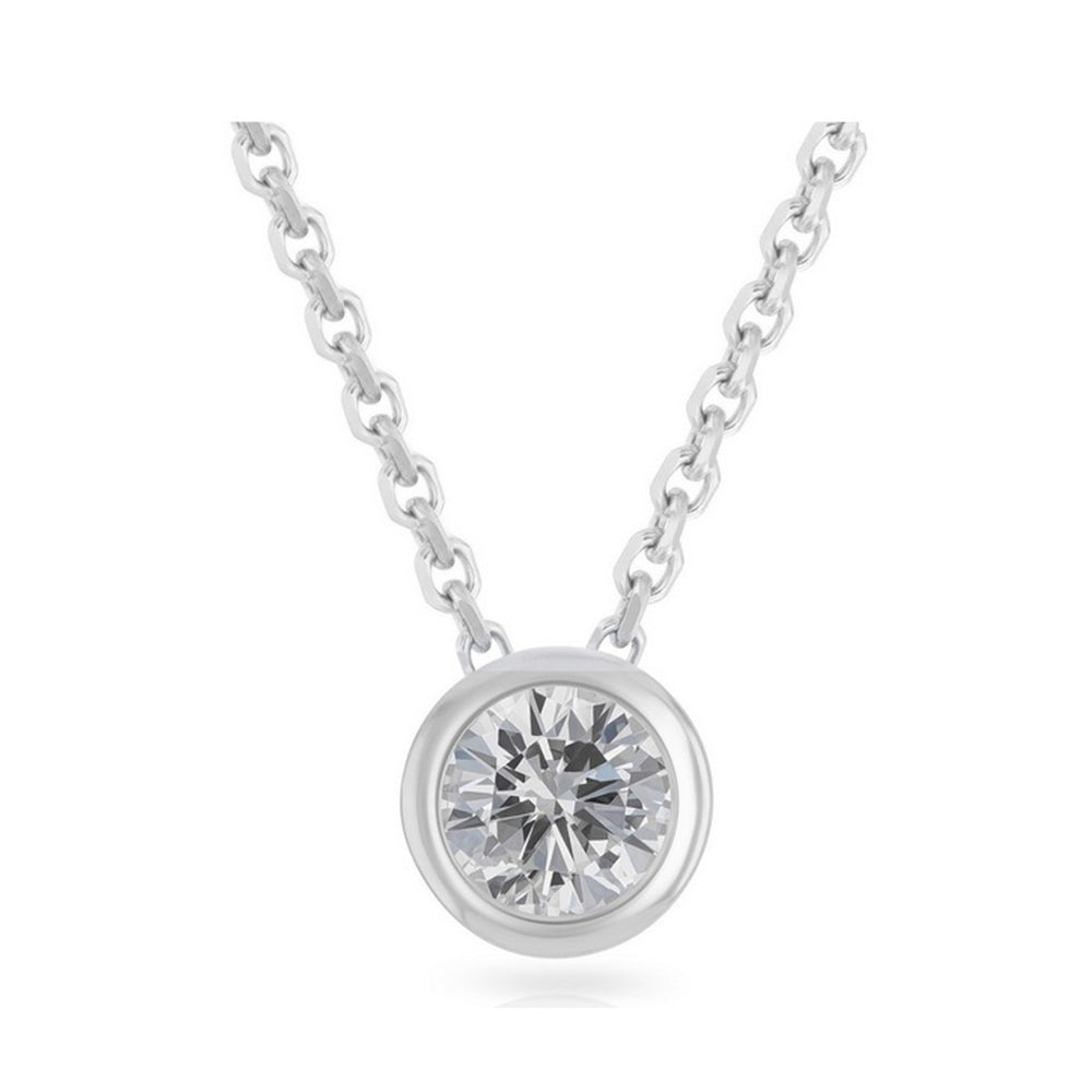 Paris Jewelry 24k White Gold 1-2Ct White Sapphire Bezel Set Round Pendant For Womens Plated Image 2