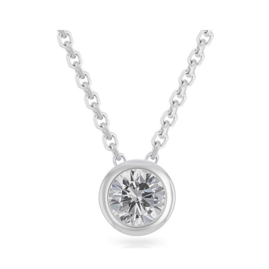 Paris Jewelry 18k White Gold 1-2Ct White Sapphire Bezel Set Round Pendant For Womens Plated Image 1