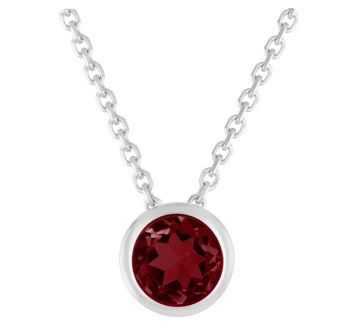 Paris Jewelry 18k White Gold 1-2Ct Garnet Bezel Set Round Pendant For Womens Plated Image 3