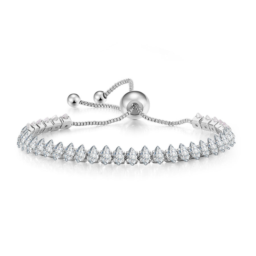 Paris Jewelry 18K White Gold 7ct Created White Sapphire Tennis Bracelet Unisex Image 1