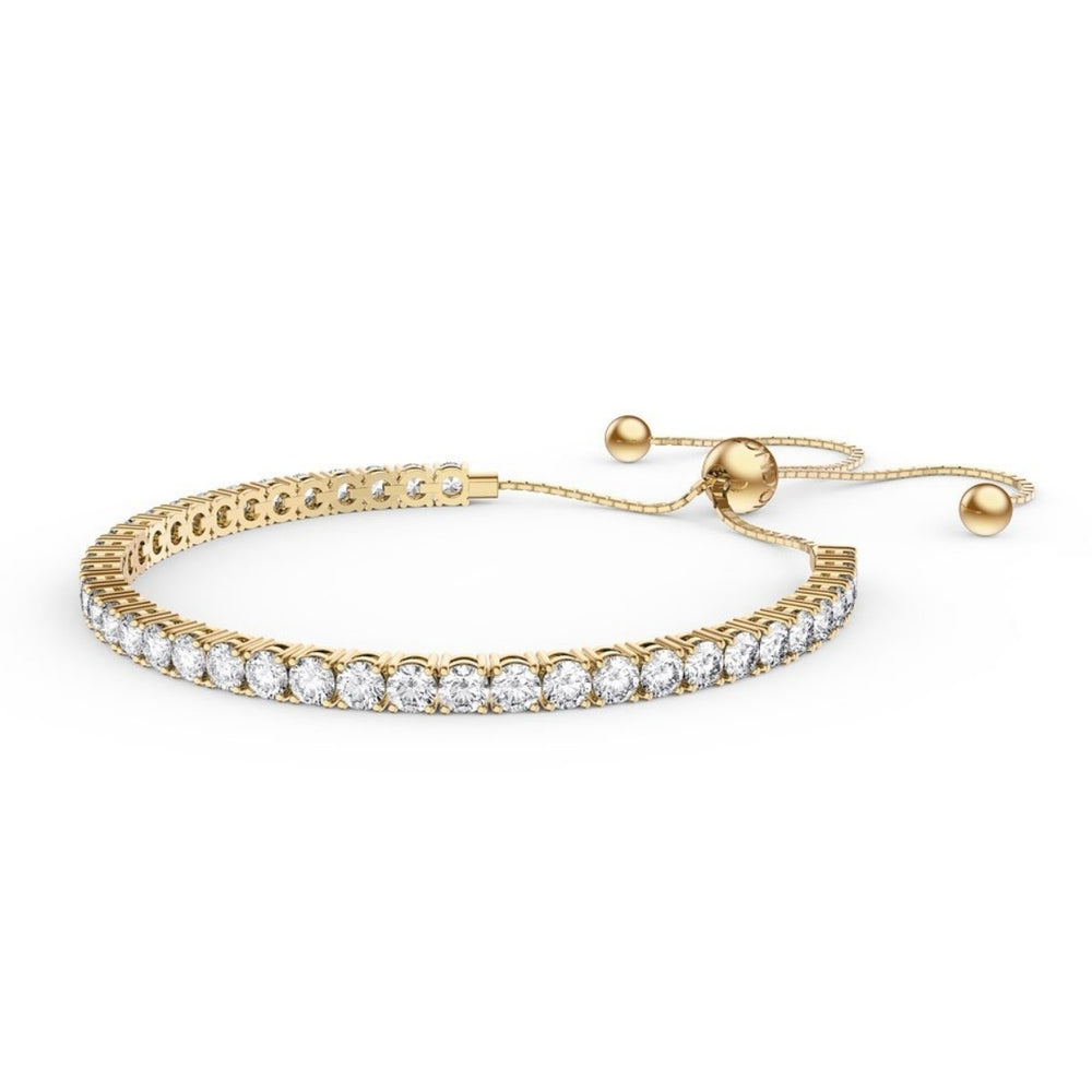 Paris Jewelry 18K Yellow and Rose Gold 7ct Created White Sapphire Round Adjustable Tennis Bracelet Unisex Plated Image 2