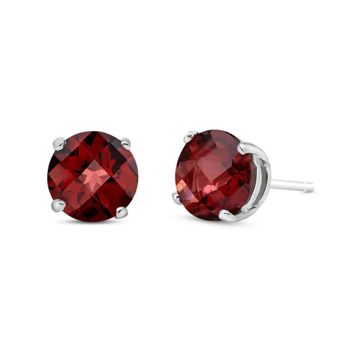 Paris Jewelry 14k White Gold Push Back Round Garnet Stud Earrings (3MM) Plated Image 1