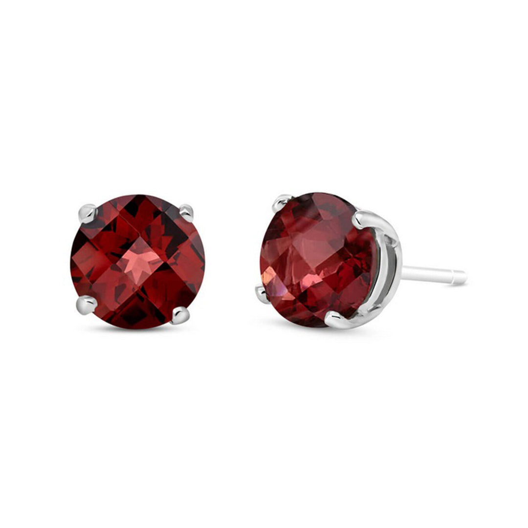 Paris Jewelry 14k White Gold Push Back Round Garnet Stud Earrings (3MM) Plated Image 2