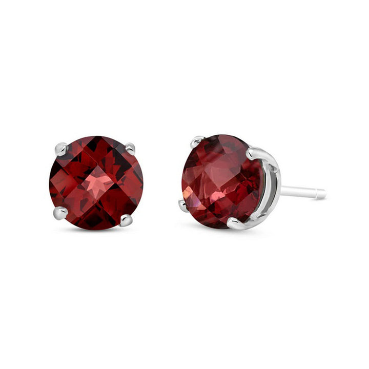 Paris Jewelry 14k White Gold Push Back Round Garnet Stud Earrings (4MM) Plated Image 2