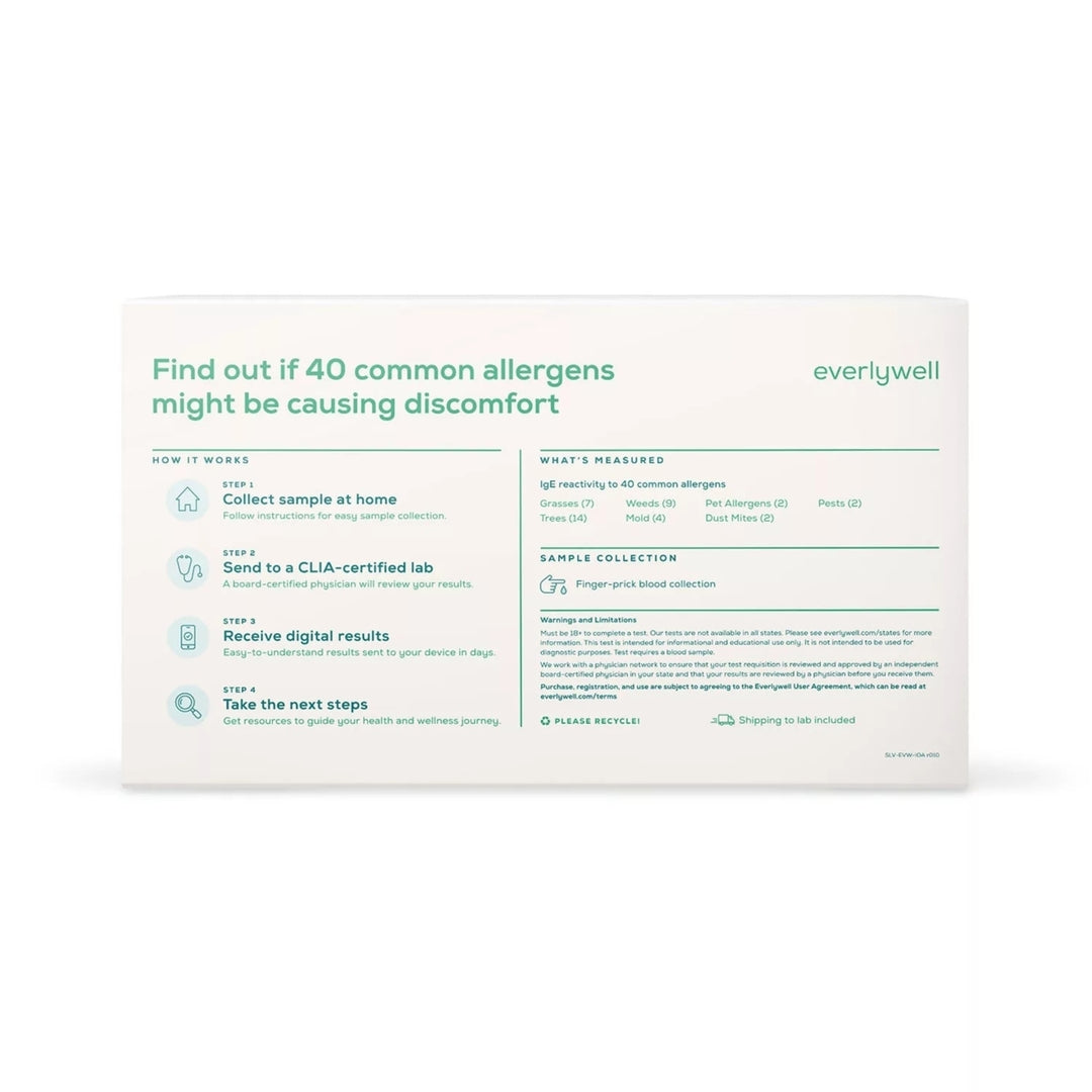 Everlywell Indoor and Outdoor Allergy At Home Test 40 Different Allergies Image 4