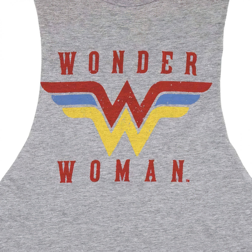 Wonder Woman Tri-Color Logo Juniors Tank Top Image 2