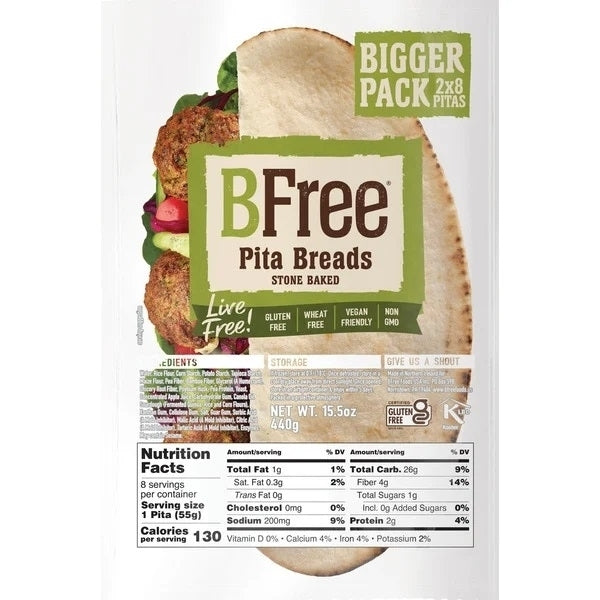 Bfree Gluten Free Pita Bread8 Count (Pack of 2) Image 1
