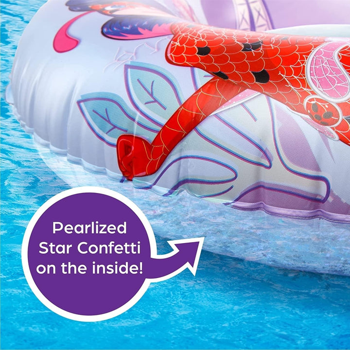 Miraculous Ladybug Cat Noir and Ladybug Float Pool Raft Inflatable Tube 30" Glitter Mighty Mojo Image 6