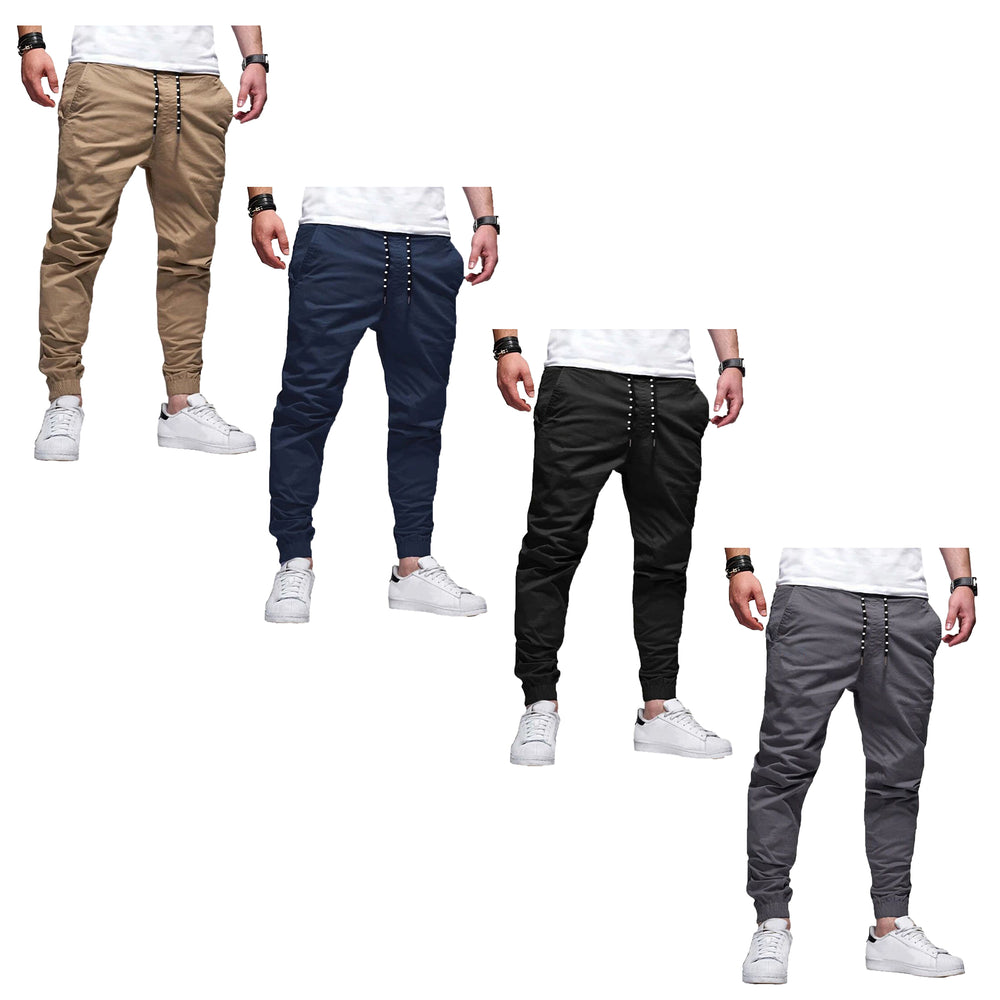 1 Pack Mens Chino Joggers Pant Slim Fit Casual Trousers with Elastic Waistband and Drawstring ClosureStretch Twill Image 2