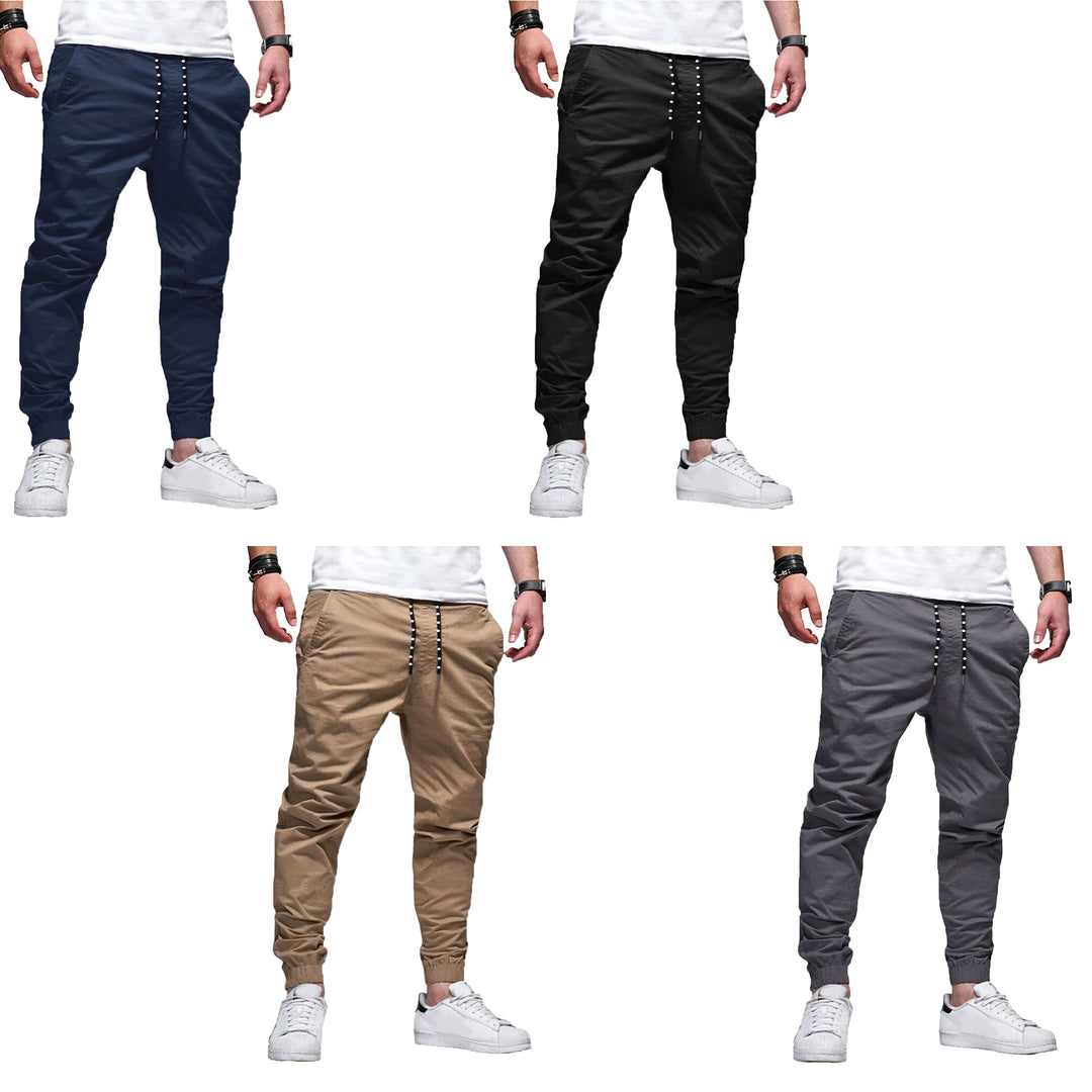 1 Pack Mens Chino Joggers Pant Slim Fit Casual Trousers with Elastic Waistband and Drawstring ClosureStretch Twill Image 3