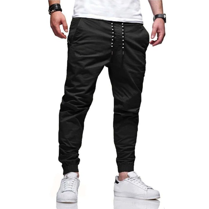 Mens Chino Joggers Pants Slim Fit Stretch Twill Casual Trousers Elastic Waistband Image 1